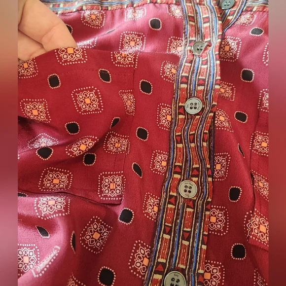 Sea New York 100% Silk Red Patterned Button Down Romper Size 6 - Picture 13 of 14
